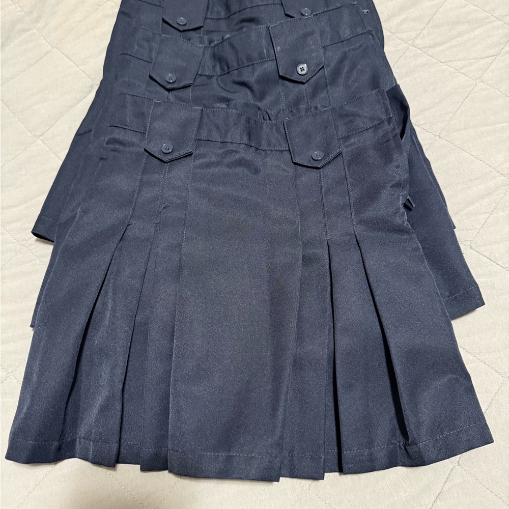 Navy Pleated Girls Uniform Skirt